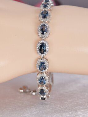 Natural London Blue Bracelet Real Solid 925